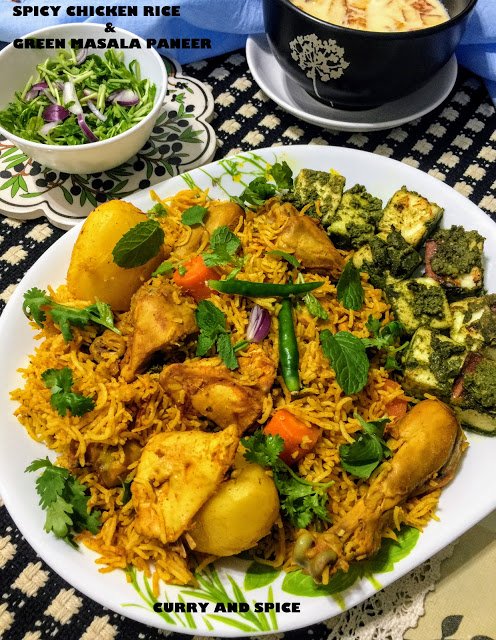 Somasray's tweet photo. Be it a weekday or an weekend, preparing this combo meal of a Spicy Chicken Rice &amp; Green Masala Paneer is a must try in your kitchen. Do try it in your kitchen and see smiling faces around!

Recipe with very few stepwise pictures @ https://t.co/pvBL14MmZW https://t.co/lH28tB1oGF