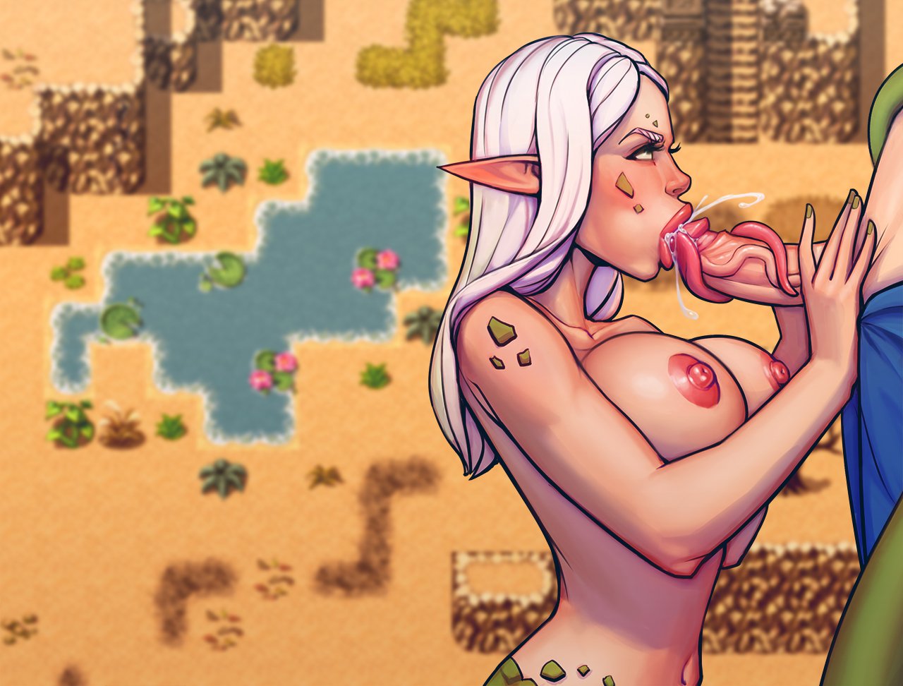 “The cum variant of the snake girl’s blowjob illustration for my game proje...