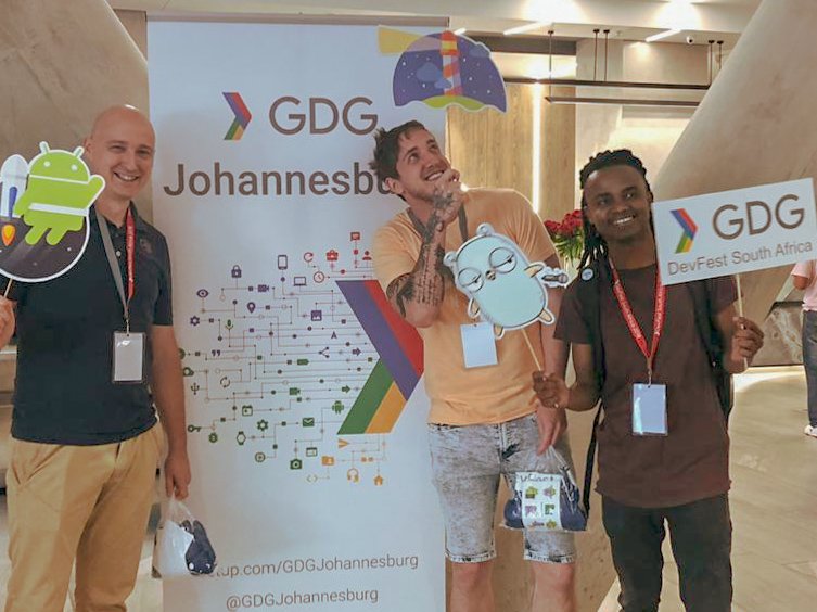 Shrap's tweet image. The Open Vantage crew is at DevFest today! @GDGJohannesburg #DevFestZA #DevFestJoz