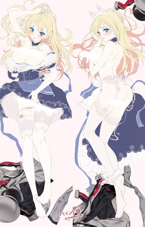 ビスマルク抱き枕カバーの作業は進行中!お祭りの服装と綺麗なレースは彼女にもお似合いでしょう💗 #艦これ 