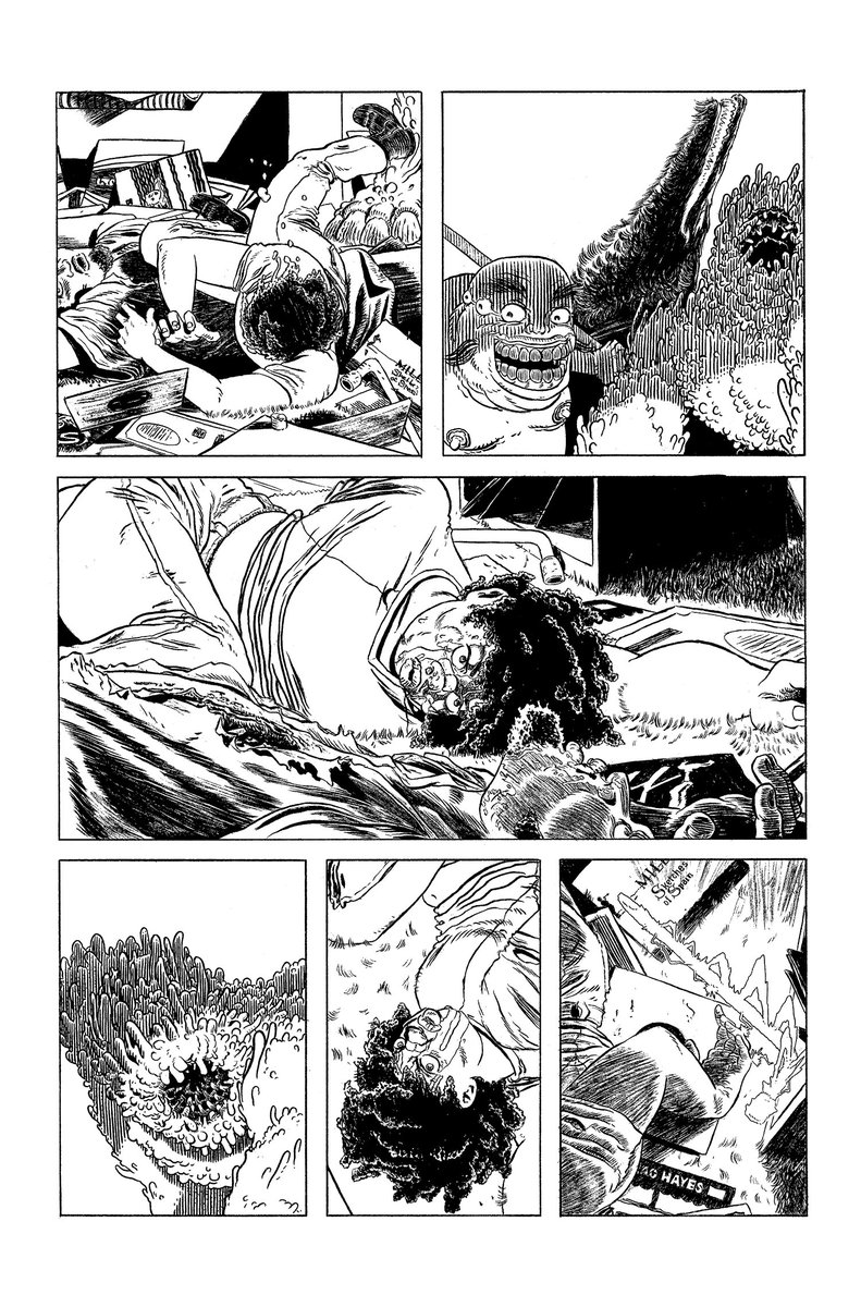 ianmacewan's tweet image. Lineart for the first three(spoilery!) pages of MCMLXXV #3 #sequentialsaturday