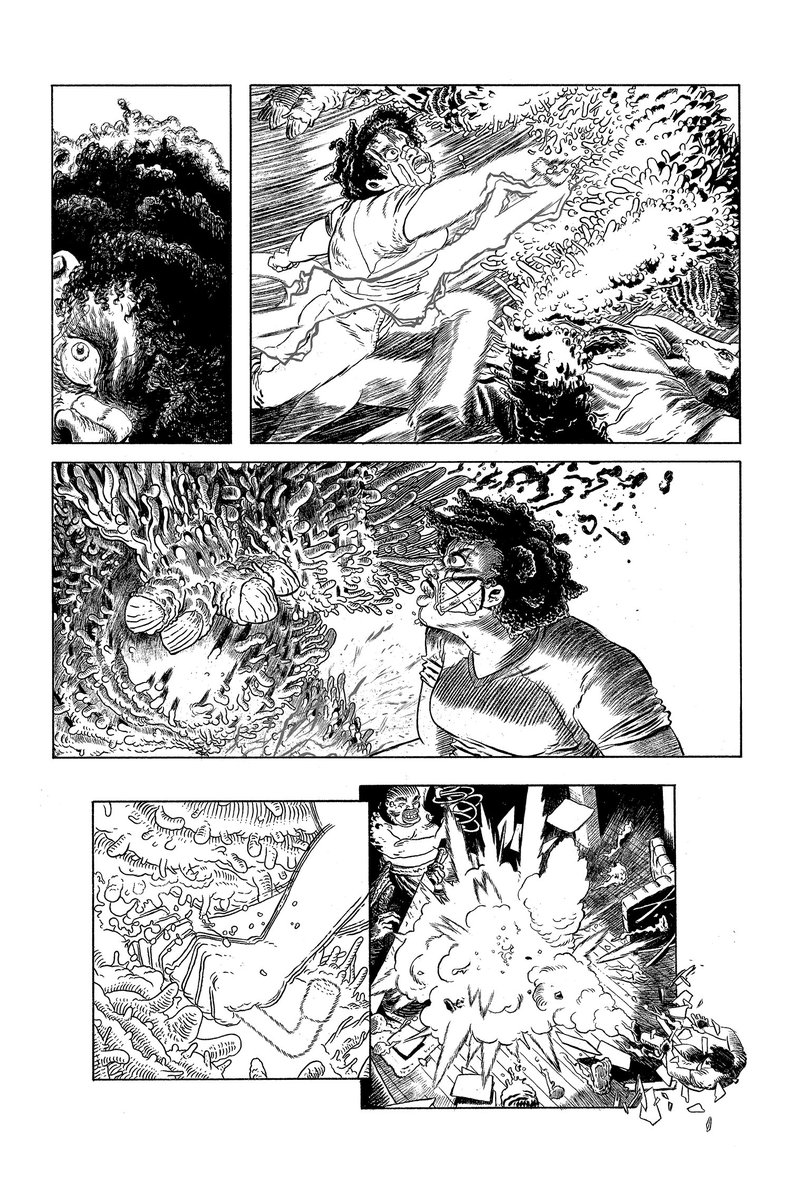 ianmacewan's tweet image. Lineart for the first three(spoilery!) pages of MCMLXXV #3 #sequentialsaturday