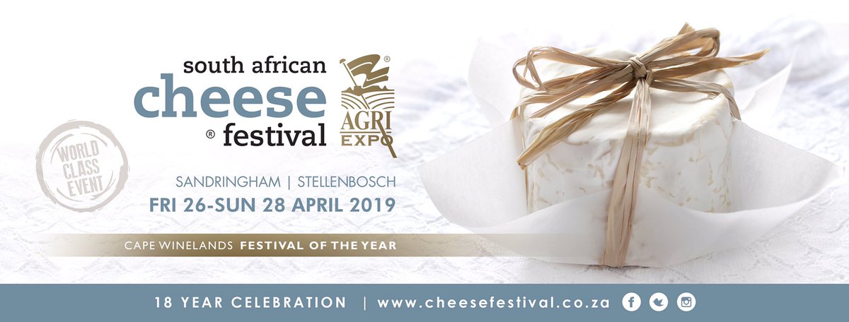 #SACheeseFest #18th #celebration Ticket sales open TODAY buy 2x tickets by 23 Dec to win 2x #ConnoisseursExperience worth R950 each! Ticket link bit.ly/2PeRKtw #best #Xmas #giftidea  #festivaloftheyear #morecheeseplease #cheeselover #excited #joinus Fri 26-Sun 28 Apr'19