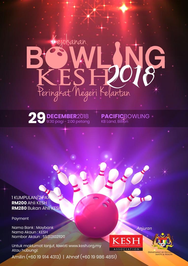 KelantanESH's tweet photo. Assalamualaikum. Pada 29 Disember 2018 ini, akan diadakan sebuah Kejohanan Bowling🎳Terbuka KESH yang sulung anjuran KESH. InsyaAllah, kejohanan ini akan disertai oleh wakil daripada JKKP.

https://t.co/YslHWxmCxw https://t.co/lbvZJ74Evt
