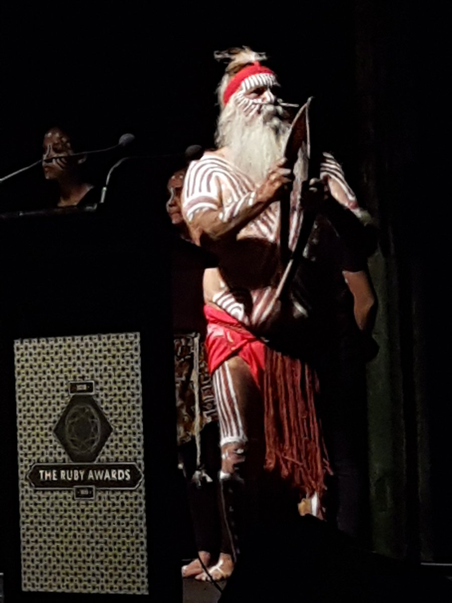 ArtsSouthAus's tweet photo. Major Moogy Sumner and @TalKinJeriInc providing the Welcome to Country. #rubyawards18 https://t.co/AVz7ol2WMZ