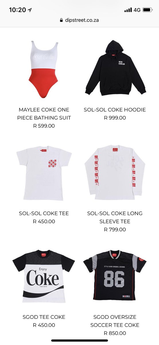 DIPSTREET's tweet photo. #CokeThreads available now in store and online
https://t.co/xQsHUmMwtj
Shipping ANYWHERE in South Africa
#DIPSTREET https://t.co/5KQrdd0sSz