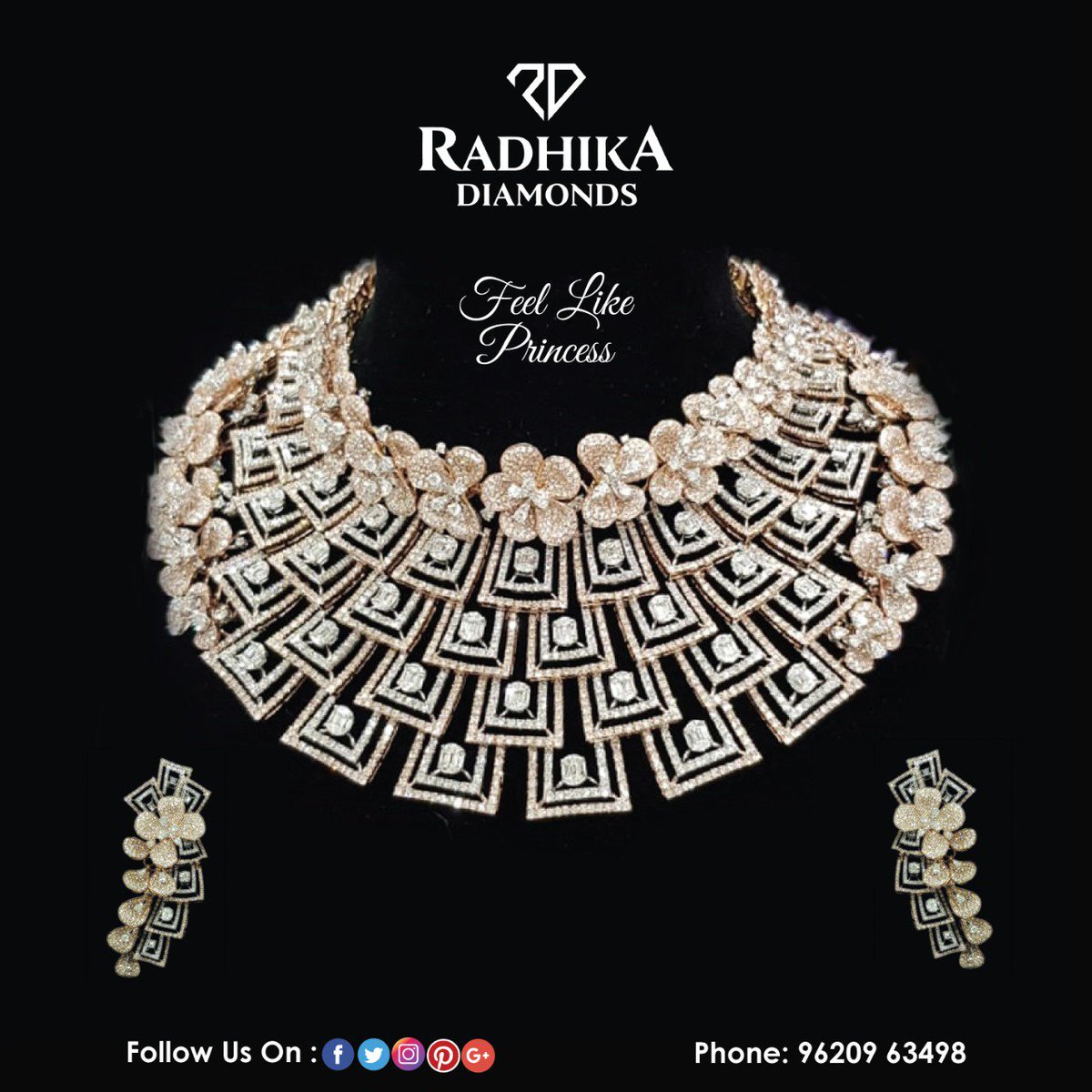 Princess Collection Awaits You...

#RadhikaDiamonds #Jewellery #Ornaments #Diamonds #Jewelry #DiamondJewelry #RadhikaManne #FloralDiamondNecklace #FloralJewellery #HeavyJewellery #DiamondNecklace #DiamondSet #BestDiamondJewellery #SaturdayVibes