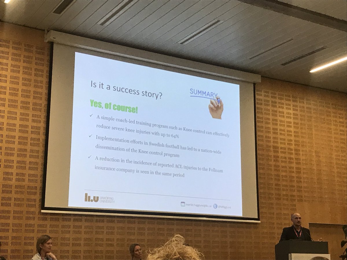 martinasker's tweet photo. Summary of @MHgglund fantastic talk on implementation of injury prevention in real world settings. Great way to end #schms2018 👌🏻 https://t.co/D6QP6hvgvX