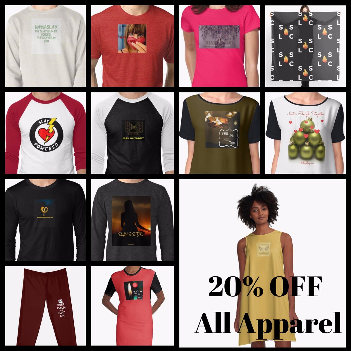 state_of_slay's tweet photo. Hey SLAYERS! 25% off all apparel today in the SLAY STORE! Use CLOTHES25 at checkout for SLAYvings! #SlayOn #ShopSaveSlay #SlaySale https://t.co/RBQaZ3RGIO https://t.co/nzKshuESJT