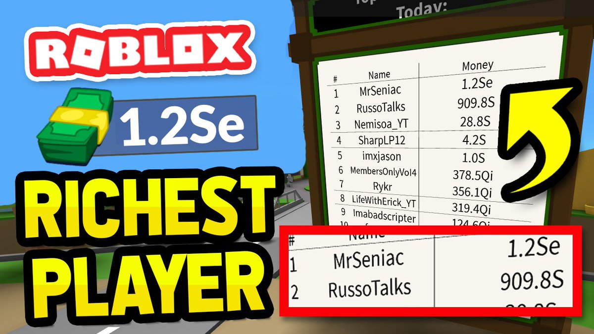 Seniac On Twitter Richest Player In Roblox Billionaire Simulator Https T Co 6s28sdp8ng - roblox simulator yt