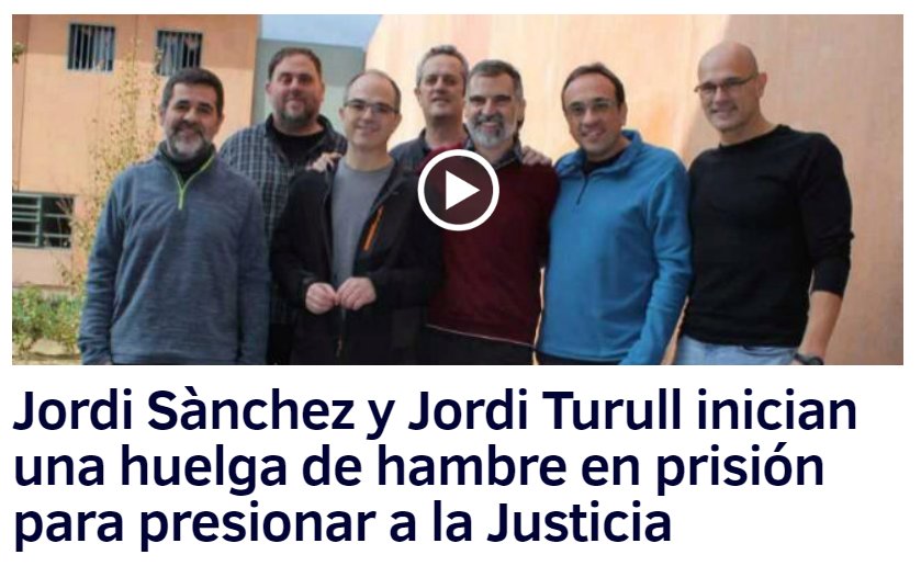 ¡Muy bien, compañeros! Todos os apoyamos desde nuestras cómodas casas.

Aprovecho este tuit para deciros que mañana el líder supremo y yo nos reuniremos en Bélgica para tomar un banquete como protesta contra el estat represor. ¡La lucha sigue! #Jordis #huelgadehambre