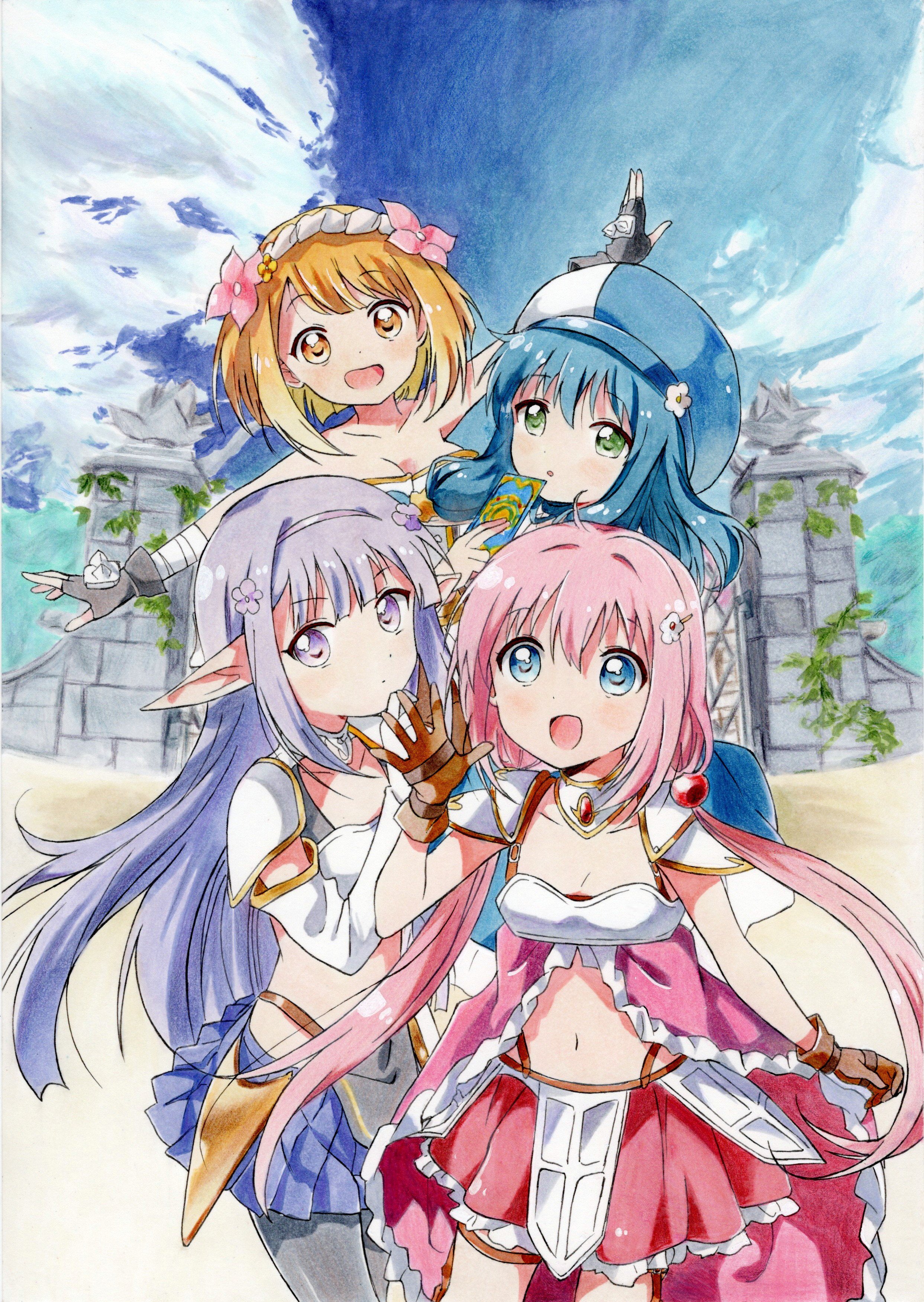 O Xrhsths お絵描き練習中こーすけ Sto Twitter えんどろ なもり先生原案版 描き上がりました Youtubeにて公開予定です アニメ版の背景を組み合わせて一枚絵にしました なもり先生らしくパーツが丸っこいので瞳など特徴を外さないよう心がけました٩ W و