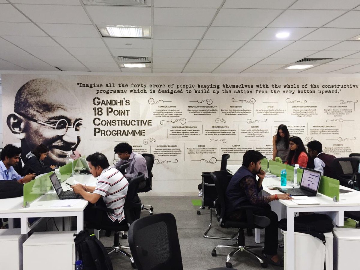 IndianPAC's tweet photo. #WallsOfIPAC - Inspiration behind National Agenda Forum; the 18-Point Constructive Programme by Mahatma Gandhi inscribed on the walls of our Hyderabad office!
#WallsOfIPAC #Office #CreativeWorkspaces #Workplace #IPACAtWork #NationalAgendaForum #Gandhiji #Campaign https://t.co/0vACxWEdGZ