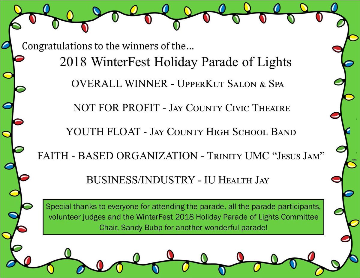 IUHealthECR's tweet photo. IU Health Jay won Best Business/Industry float! Great job on all the hard work! https://t.co/IiYeU7p5x3