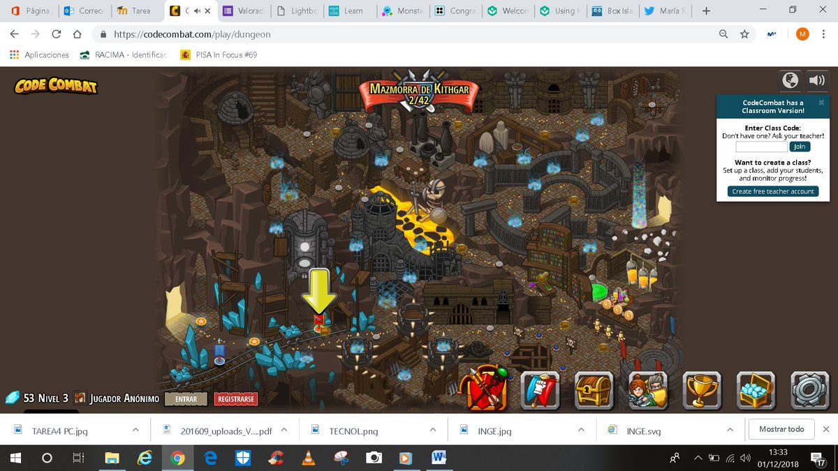 "Estoy realizando actividades con #codecombat #docenteslarioja  en el curso @CddTWT de @cifelarioja"