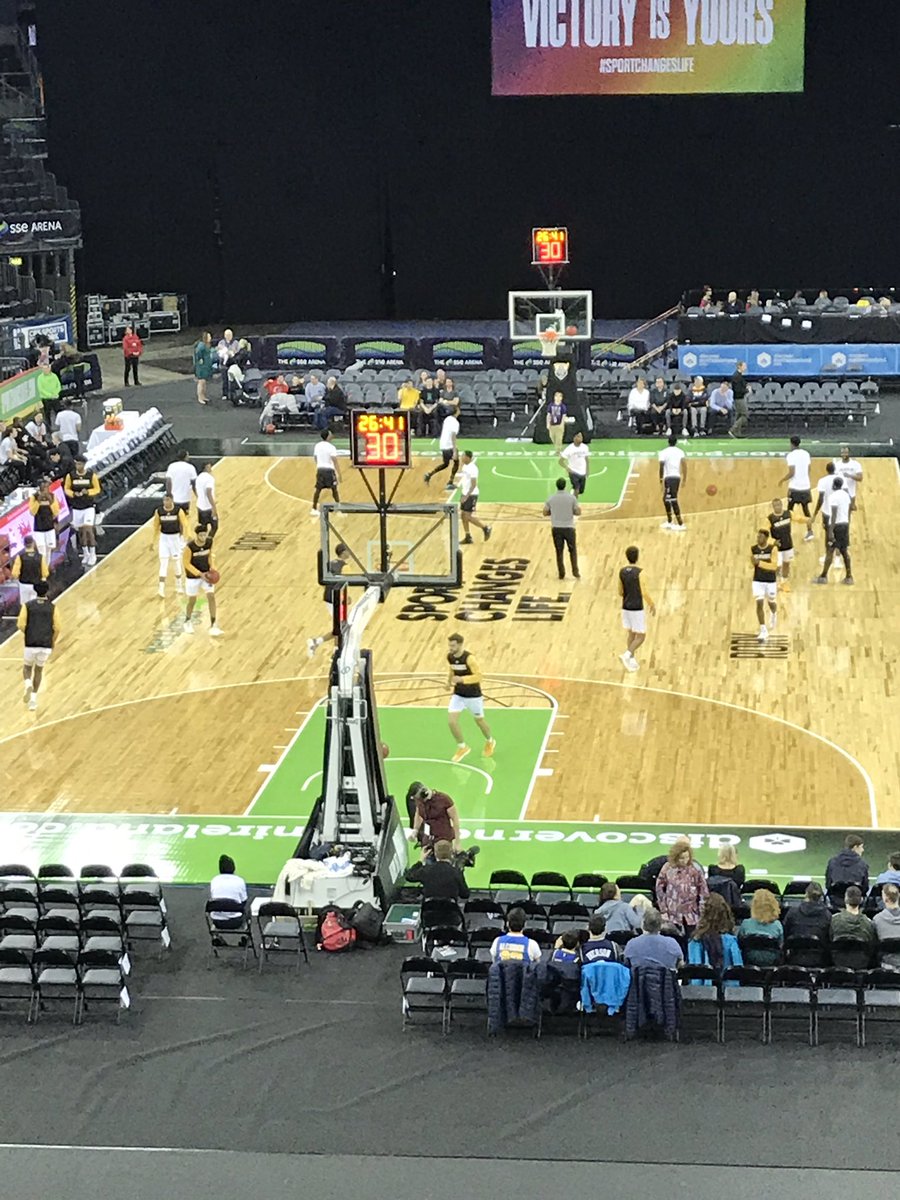 DeirdreHargey's tweet photo. At the @SSEBelfastArena  for @BelfastClassic with both @MKE_MBB &amp; @SFA_MBB warming up ahead of their game. Set to be an exciting afternoon of Basketball 🏀 #ReadySetDunk #BelfastClassic2018 https://t.co/PMen3qPEyJ