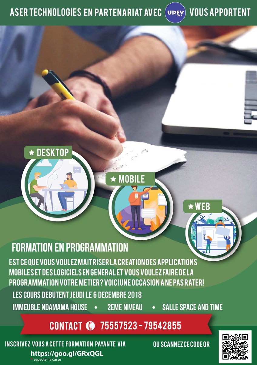 St_yuda1's tweet image. Envie d'en savoir plus sur le développement web, mobile? Inscrivez vous via ce lien goo.gl/forms/uHkP638a…
Et partcipez à cette session de cours qui vont faire de vous un bon codeur! Les classes commencent ce Mardi le 6 Décembre 2018.  #CodeIraganje