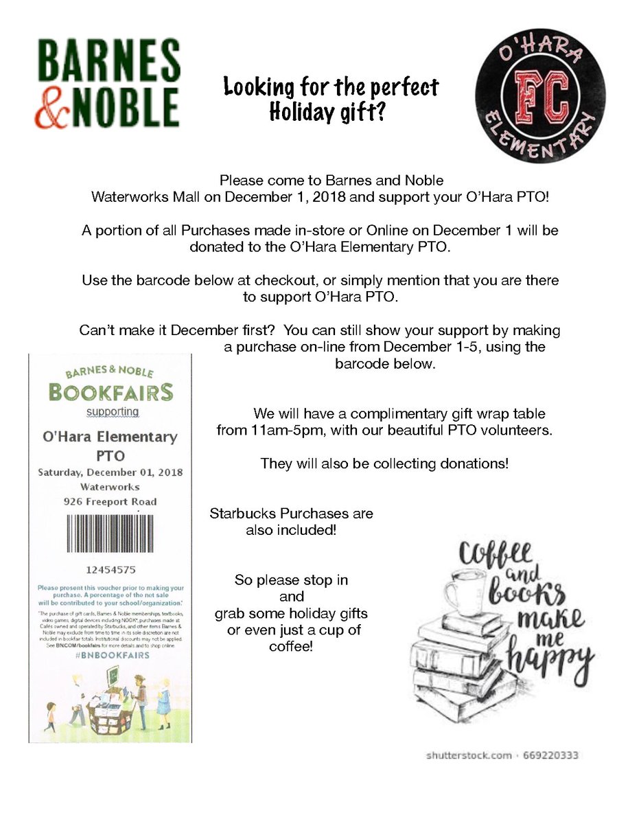 O Hara Pto On Twitter Today S The Day Shop At Barnes Noble