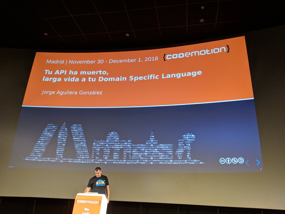 valllllll2000's tweet image. afternoon starts with a talk about DSL by @jagedn at the #codemotionMadrid2018 #codemotionMadrid #Codemotion