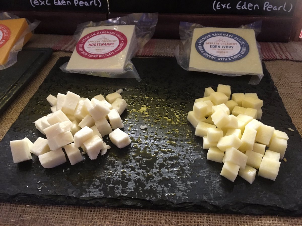 Chance to #sample a number of #delicious #artisan #cheeses at the #CowsAndCo #ApplebyCreamery #stall here are #CarlisleChristmasArtisanMarket -here till 6:30pm this #Saturday & 11:00am -4pm this #Sunday #ArtisanCheese #Cheese #ChristmasMarket #Carlisle #Cumbria