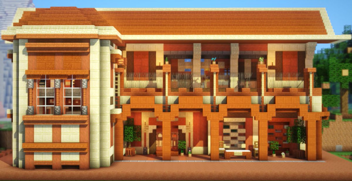 やんひの マイクラピア Sur Twitter めっさかっこいい砂岩の邸宅できたから見ておくれ Minecraft建築コミュ