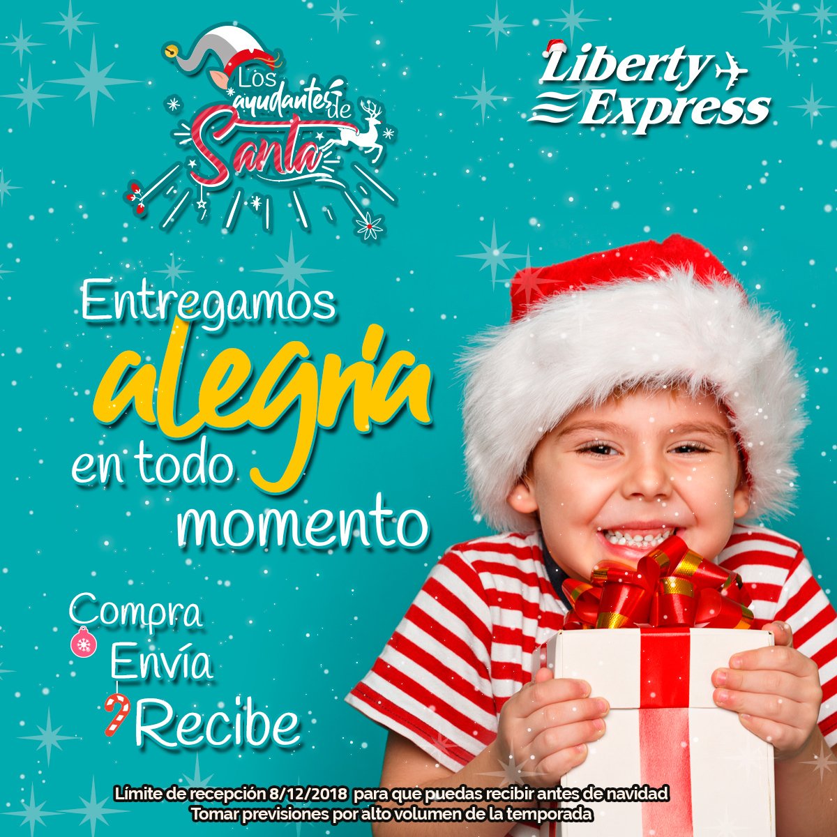 libertydom's tweet photo. Somos los ayudantes de Santa para esta navidad, por eso te brindamos el servicio de #courier más seguro de toda República Dominicana. Si quieres traer algún artículo comprado por internet, trasládalo con #LibertyExpressRD. ¡Somos tu mejor opción!
#Compras #Online #Envios #Navidad https://t.co/mIVjaGC1Ko