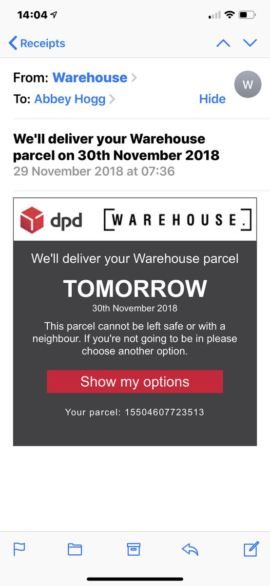 abbeyhogg2's tweet photo. @WarehouseUK Hey, can someone look into where my parcel is please? No sign of it yesterday and no updates today. https://t.co/TzsKea5EVE