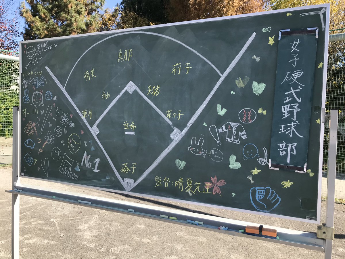 新井 愛瞳 Twitter પર 黒板に書く字 上手くなりたい イラストは硬式野球部のみんなが書いてくれました スリーアウト T Co 1n2g7su770 Twitter