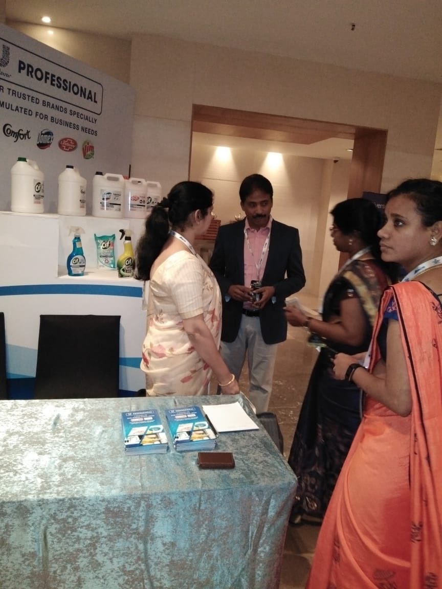 BuzilR's tweet photo. Mr. Ranjith, Mr. Srinivas Rao and Mr. Sampath give the attendees a detailed explanation of the product features and benefits at the South Indian Housekeepers' Convention 2018.

#UnileverProfessional #HygieneExperts #Housekeeping #CleaningSolutions #Professional #Hyderabad #India https://t.co/EtFj9fbh1K
