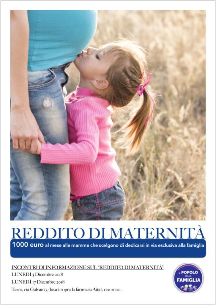 PdfUmbria's tweet photo. #Terni, incontri di informazione sul #redditodimaternita #rdm.
#1000euro al mese per le #mamme che si dedicano esclusivamente alla #famiglia. 
Anche loro sono lavoratrici!

Vi aspettiamo il 3 dicembre alle 21:00 in Via Galvani 3. https://t.co/8CRFdwVrO8
