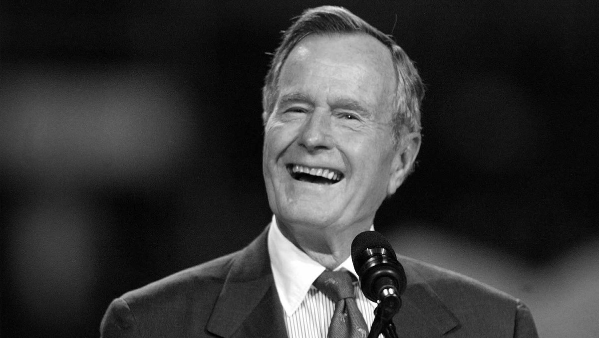 Gallup's tweet image. During his lifetime, George H.W. Bush ranked in the top 10 of Gallup's most admired men 20 times beginning in 1984, including finishing first from 1989 through 1992 when he was president. #RIP41 on.gallup.com/2AFEOI5