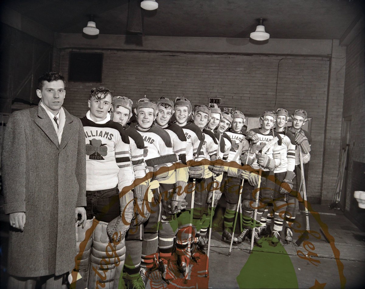 VintageMNHockey's tweet image. 96 days with 100 photo memories to State Boys Hockey Tourney - (1950 Williams Border King Seeds)