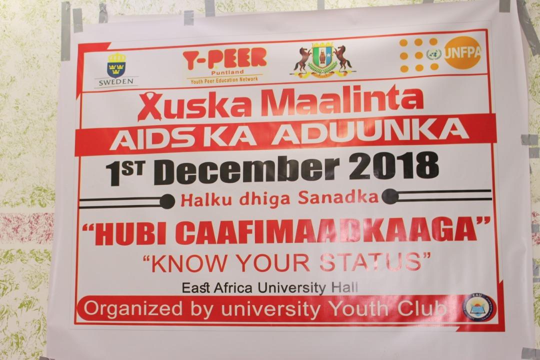 YPEER_SOM's tweet photo. YPeer University Youth clubs held commemoration of #WorldAIDSDay 1 Dec 2018 in Garowe at EAU Hall. Roleplay were performed by trained youth on de importance of knowing your health status & de risk of not knowing
#KnowYourStatus #YPEER10DoA #YouthInAction #Safetyandequality #10DoA https://t.co/eO9VTWwvky