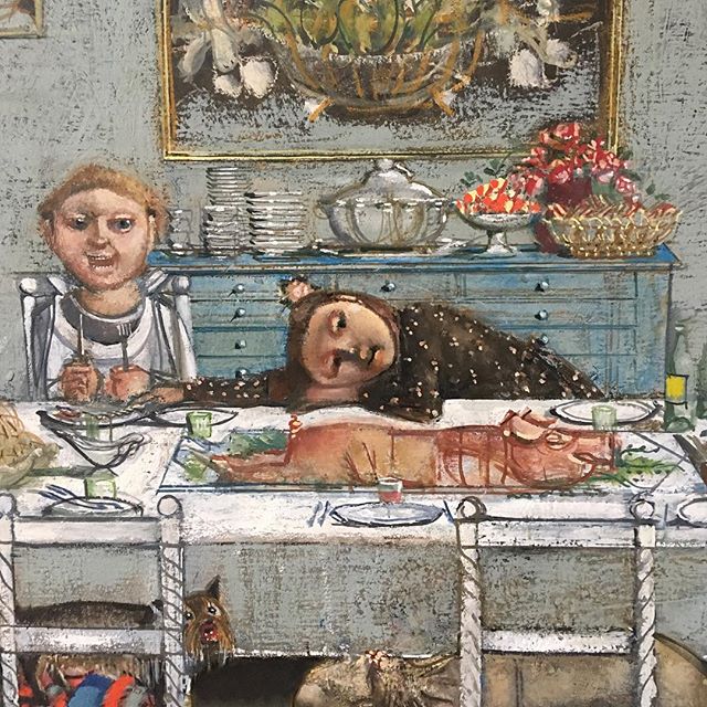CARRONParis's tweet photo. Le festin -detail #figurativeartist #frenchpainter #atelier #frenchartist https://t.co/x6bMakB7br