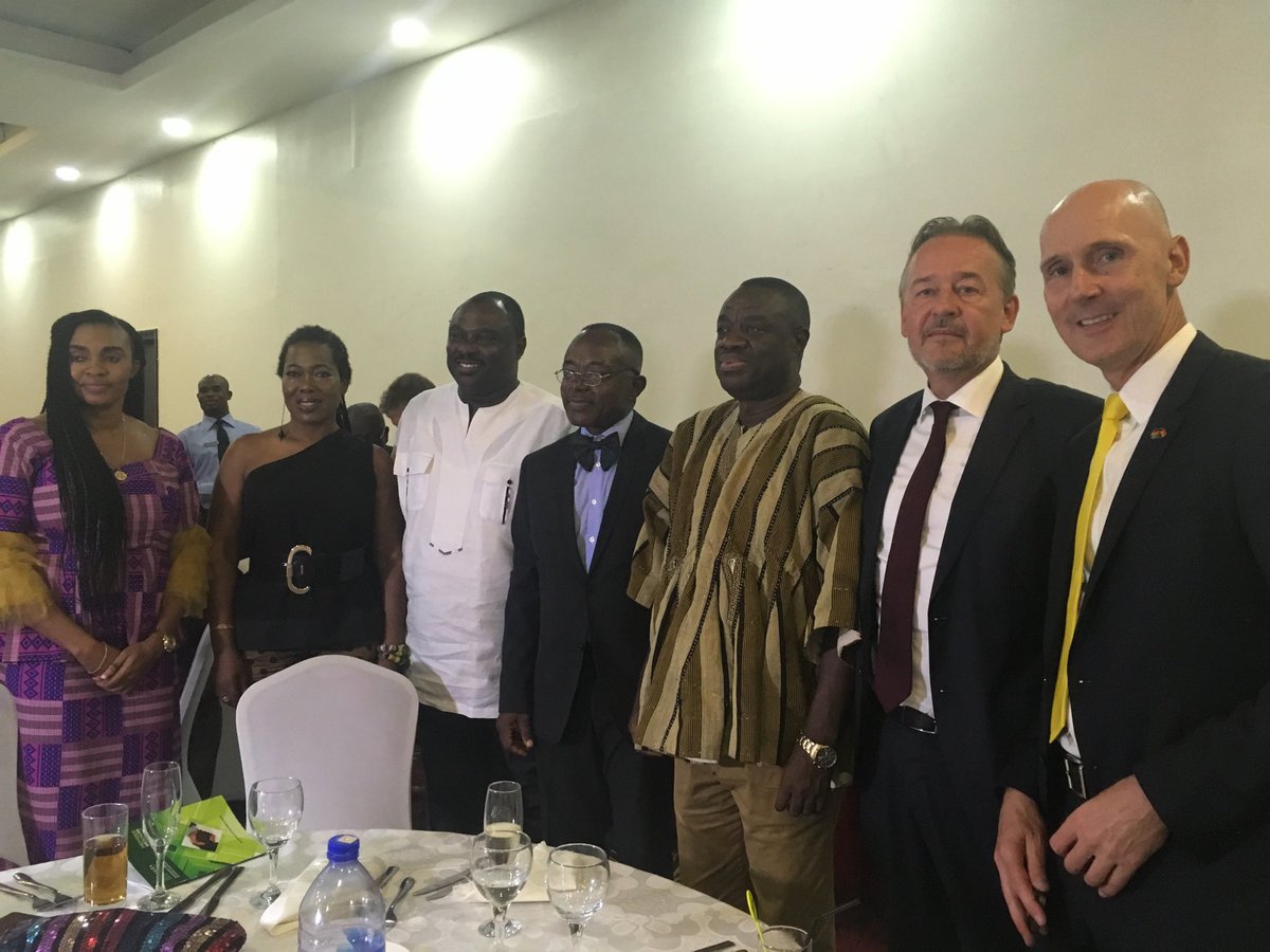 GermanAmbGhana's tweet photo. End of year dinner of Ghanian German Economic Association with Minister Awal and Dep. Minister Lindsay. https://t.co/0G8yMg28u1