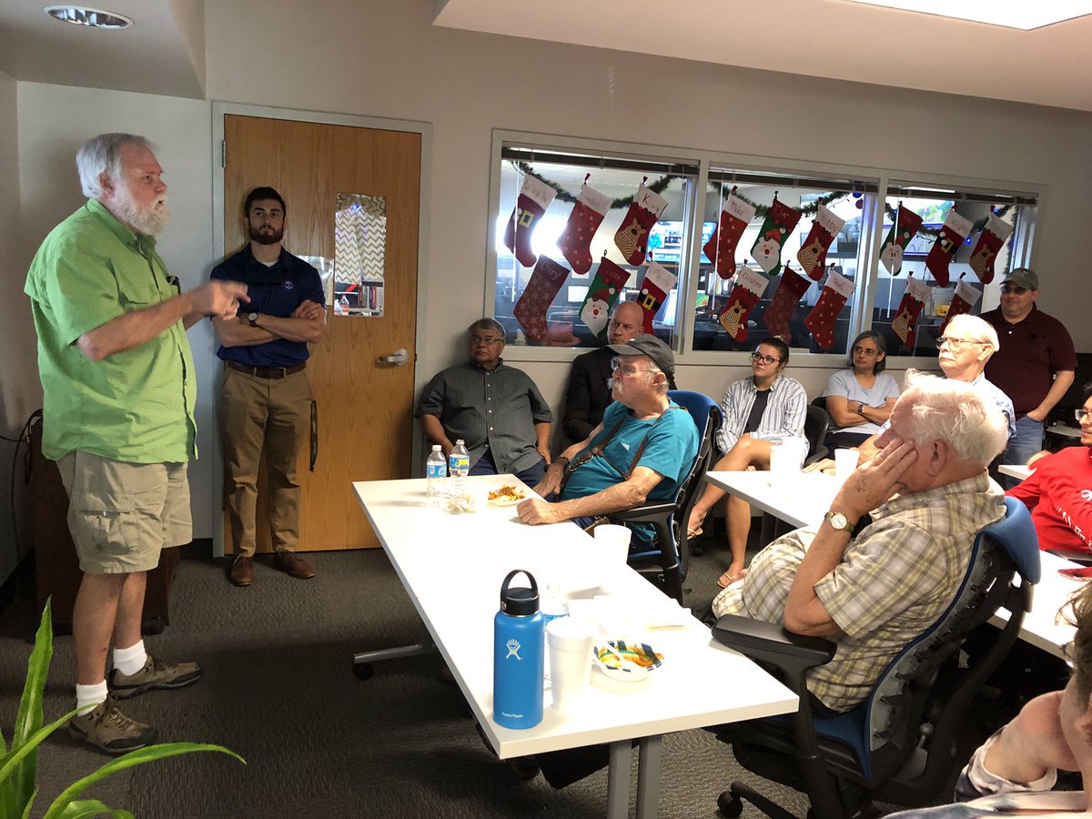 NWSCorpus's tweet photo. On this Skywarn Recognition Day, we invited our volunteer Ham radio operators out to our office for a well deserved luncheon. We recapped our significant weather events from this past year and they even got to watch our special 18z balloon launch! #skywarn18 #txwx https://t.co/H0TWrP4BlM
