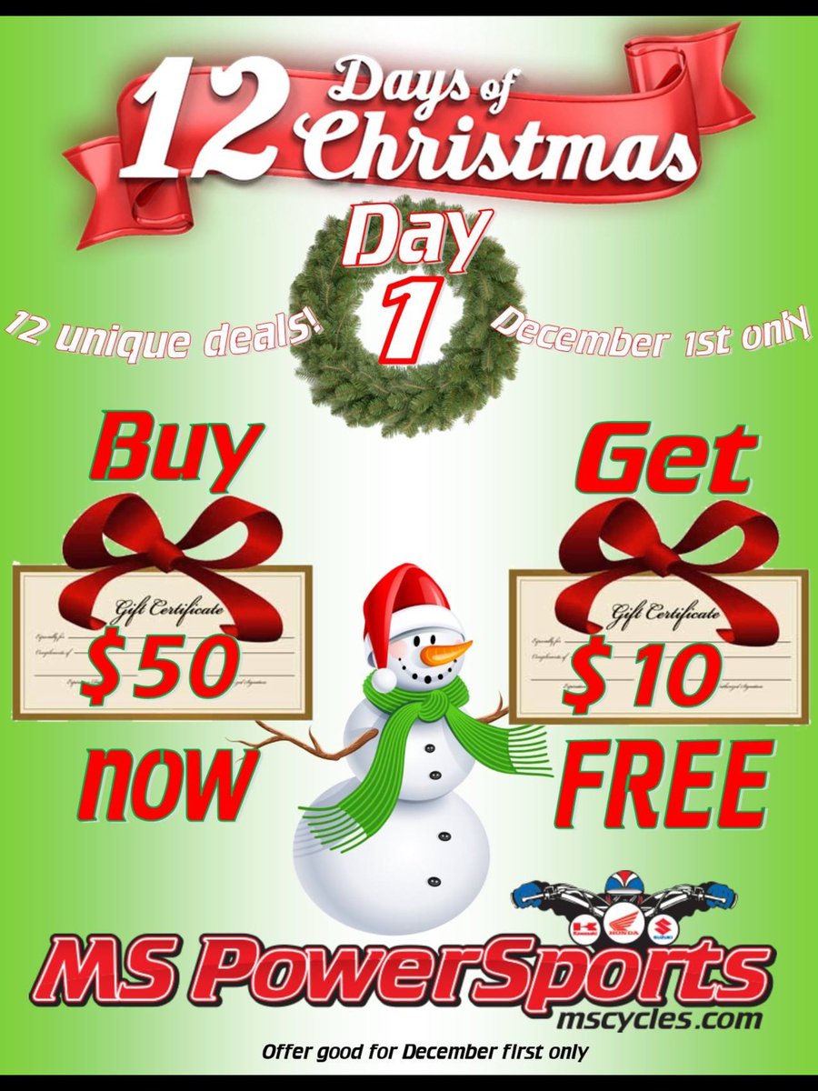 12 days of Christmas sale -Day 1! Buy a $50 gift certificate, get a $10 gift certificate FREE!! Today only!