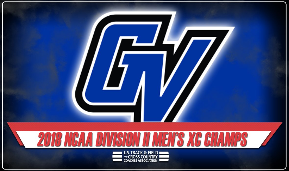 USTFCCCA's tweet photo. 🏆 CHAMPIONS 🏆
@GVSU_XC_TF wins the men's team title at the 2018 @NCAADII Cross Country Championships!
This is the first national XC title in program history for the Lakers.
#D2XC #MakeItYours https://t.co/aWrSxiuixb