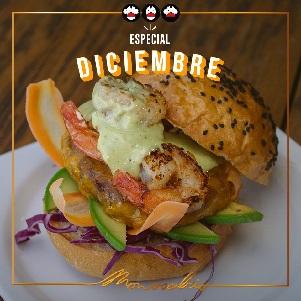 ¡El año termina y lo despedimos como solo nosotros sabemos hacerlo!

Pan con ajonjolí negro, base de col morada, zanahoria y aguacate, carne De Campo Libre, queso cheddar, camarones al mojo de ajo y un top de mayonesa de hinojo.