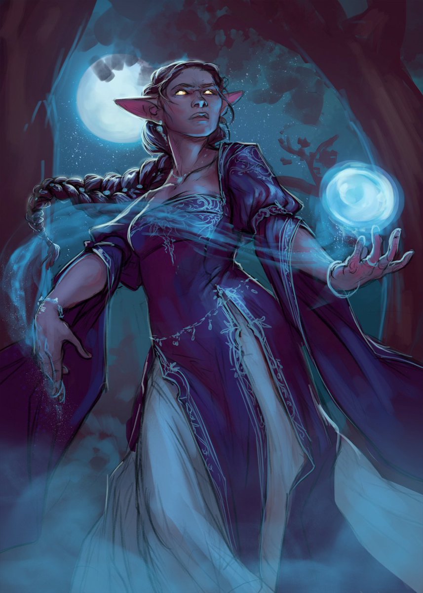 Moon/star/night/whatever elf sorceress for my Patreon sketchpoll :) #sketch...