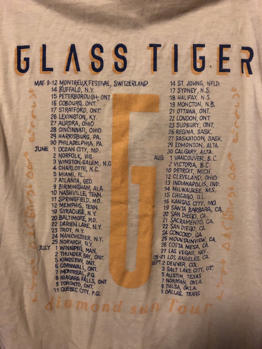 EricoTheriault's tweet photo. Just found my original Glass Tiger Diamond Sun Tour T-shirt from when I saw them at the Halifax metro Centre in 1988...yeah I save stuff! (Side Note* Blvd was the opening act) @GlassTiger @AlanFrew #GlassTiger #Halifax #DiamondSun https://t.co/QBEKpsy03x
