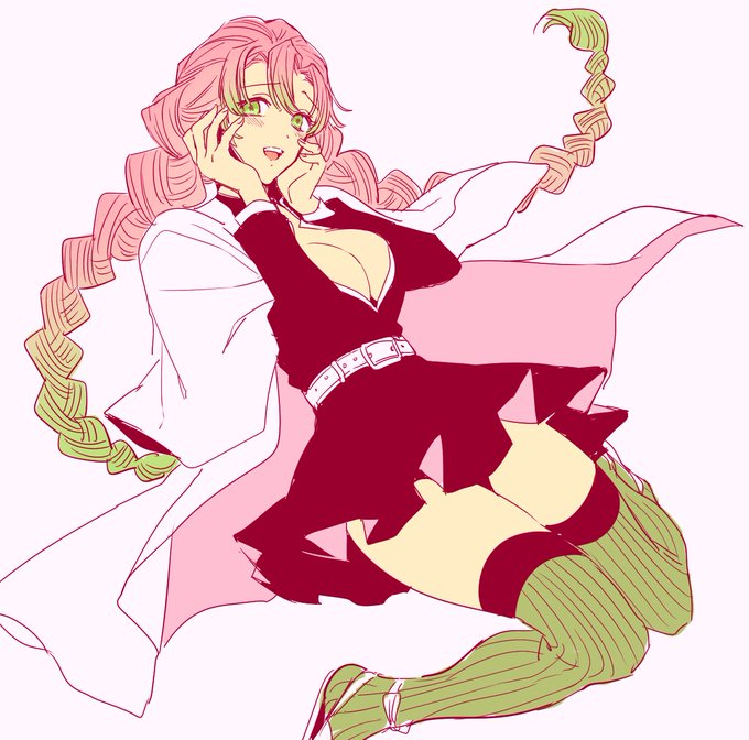 mznさんがTwitterに投稿した甘露寺蜜璃(鬼滅の刃)のイラスト。