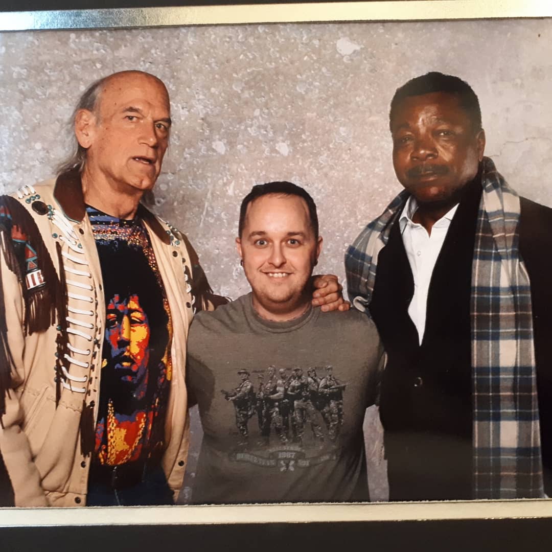 PygmiSkirmishes's tweet photo. I would like to thank @GovJVentura and @TheCarlWeathers for being absolute legends and utter gentlemen and for the adventure. Enjoy your patches. https://t.co/zAquSqfZDT
