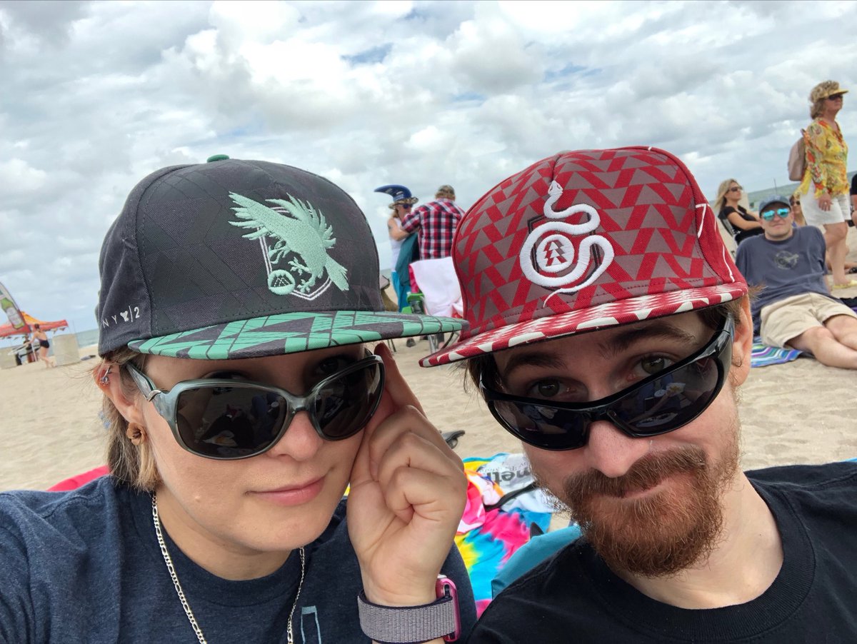 endbehaviour's tweet photo. Rockin’ our ⁦@DestinyTheGame hats⁩ at #RiptideFest18 ⁦@1043theshark⁩ https://t.co/7iQo5jHgJR