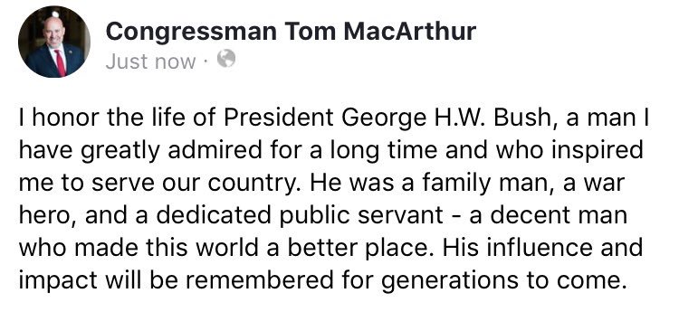 President George H.W. Bush was a family man, a war hero, and a dedicated public servant - a decent man who made this world a better place. His influence and impact will be remembered for generations to come.