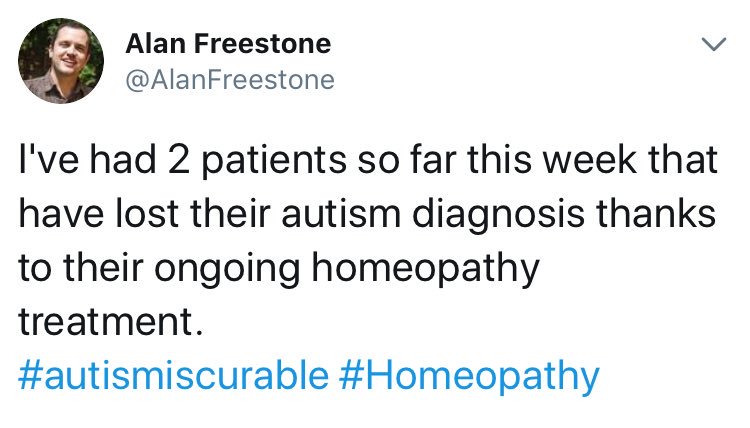 1) No you haven’t. 
2) Autism isn’t “curable”.
3) Homeopathy is bullshit.
4) You are a shameless charlatan who is preying on and defrauding gullible, desperate parents. 
5) Delete your account. <a href="/AlanFreestone/">Alan Freestone</a>