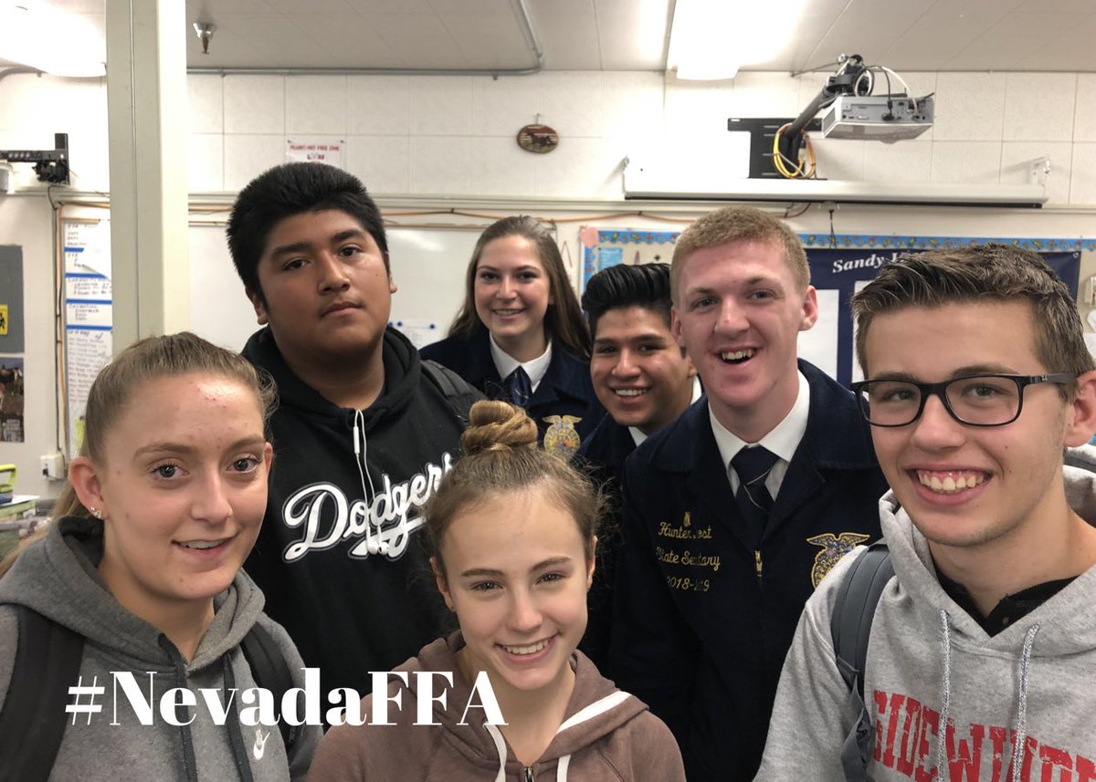 NVFFA's tweet photo. From desert rainstorms to gobbling turkeys, to the high energy of our middle level members, Hunter, Sarah, and Marco had a blast in Sandy Valley! 
#NevadaFFA #SandyValleyFFA #ChapterVisits https://t.co/IARsrUhKu2