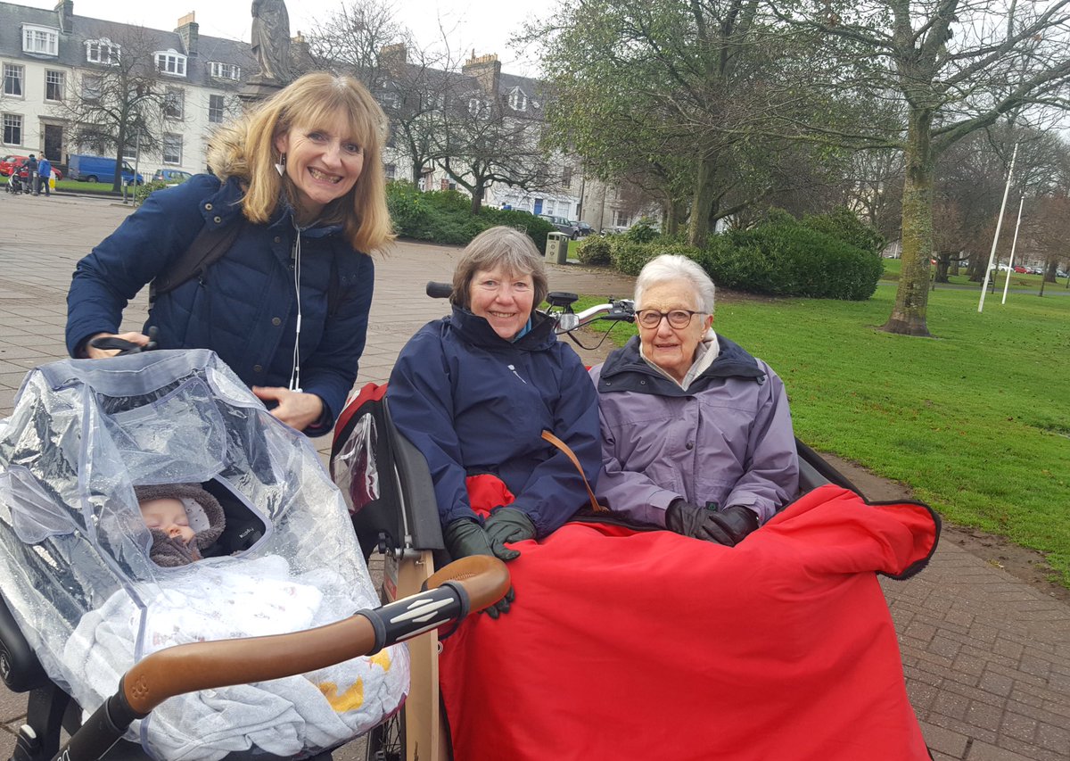 CWAPerth's tweet image. Out enjoying Perth Christmas market with the help of Cycling Without Age volunteer pilots.