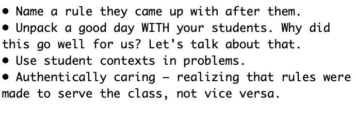 A few methods the audience discussed for rehumanizing math. #cmcmath <a href="/ilovemath11/">Megan W. Taylor</a>
