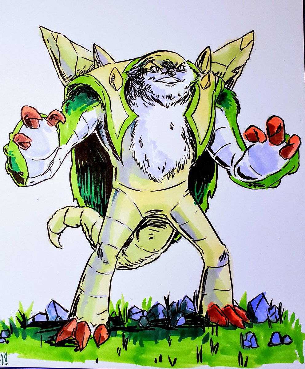 cmetznerdotcom's tweet photo. Got commissioned to do a #chestnaught redesign and ended up scanning the inks and coloring an additional shiny version for my mom haha. #pokemon #pokemonfanart #pokemonfan #gottadrawemall #PokemonGo #chespin #quilladin #shinypokemon https://t.co/LTHux2ddMj
